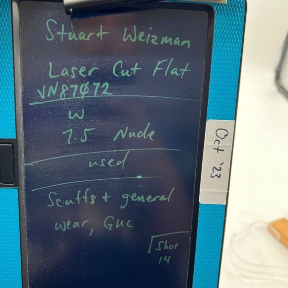 Stuart Weitzman Flats Womens 7.5 Nude Leather Slip On Laser Cut Closed Toe Shoe - Picture 10 of 11